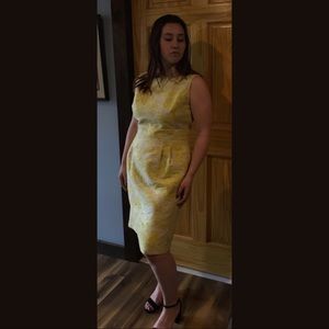 Yellow floral cocktail dress